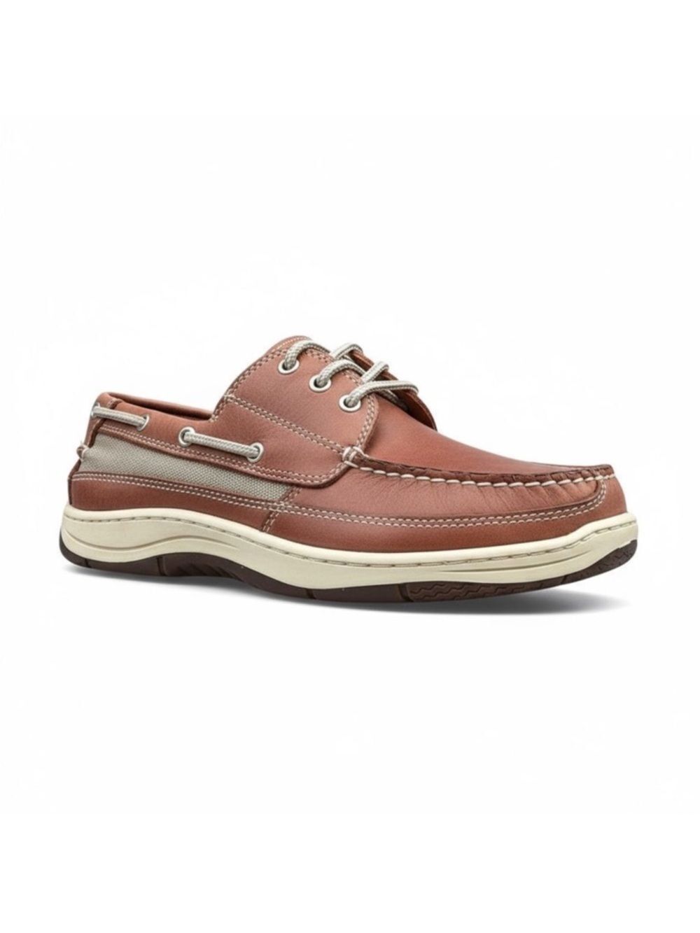 Chaps Men's Brown Leather Boat Shoes Driving Deck Shoes Size 10.5 Casual Lace Up